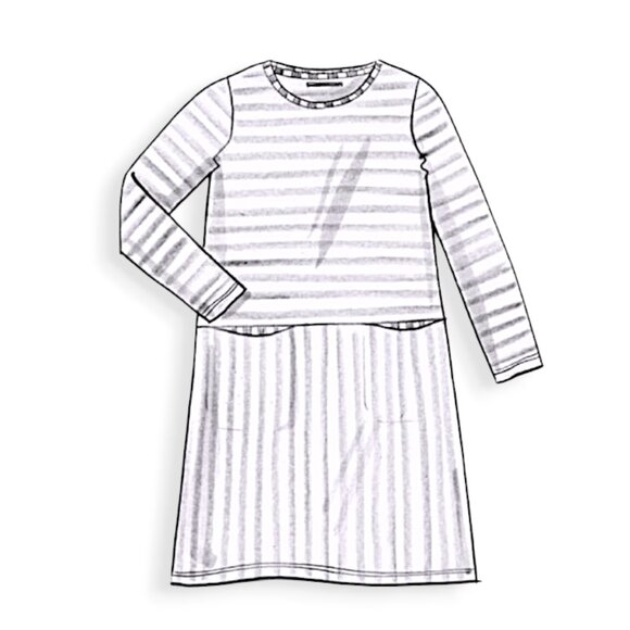 Gudrun Sjoden lilac eggplant striped pocket front artsy folk midi dress  W's L - Picture 8 of 9